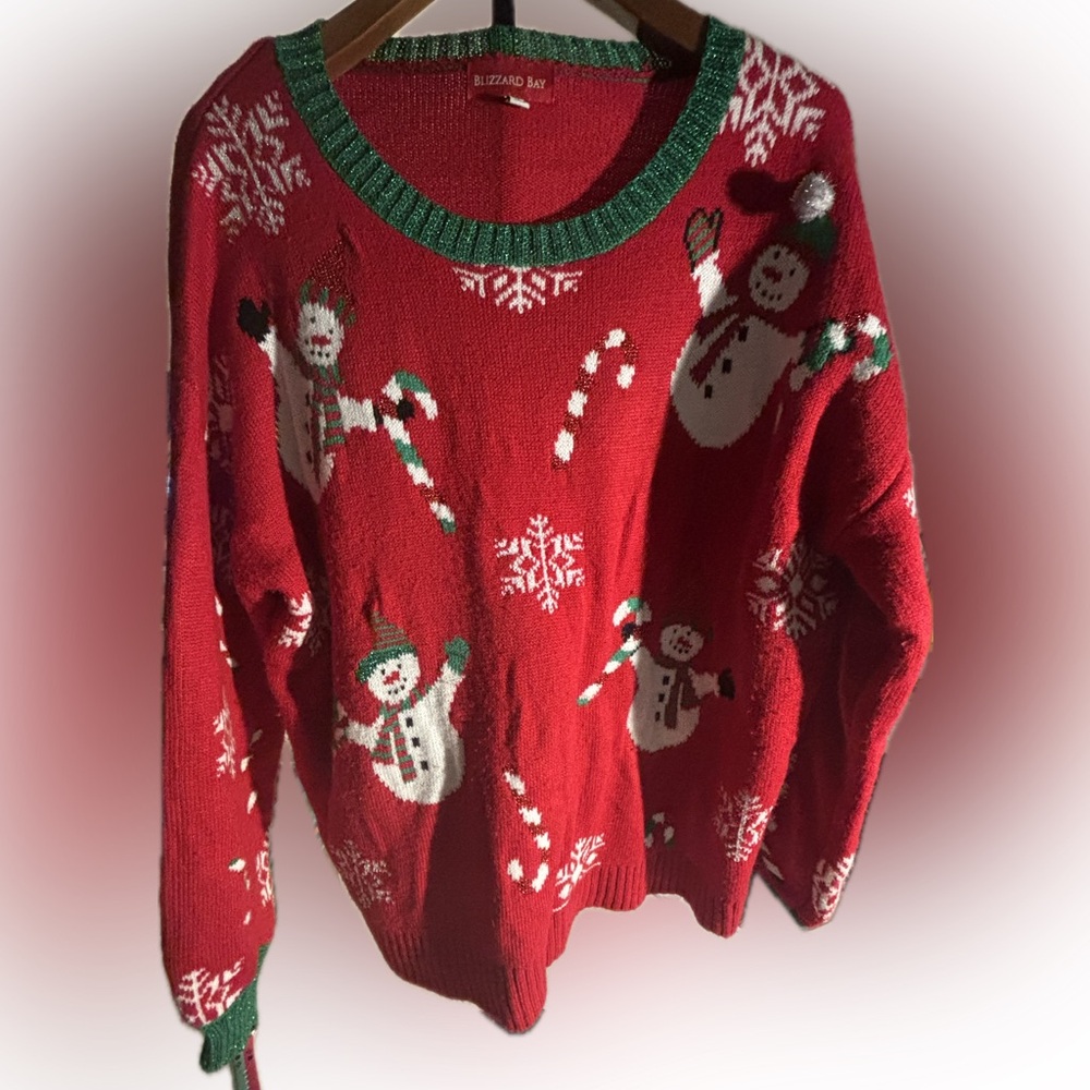Blizzard Bay Red Snowman Sweater